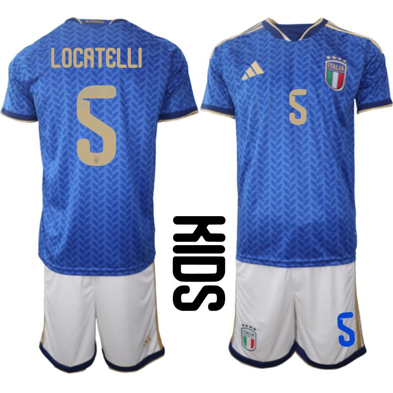 Youth 2026 World Cup National Team Italy home blue #5 Soccer Jersey->youth soccer jersey->Youth Jersey